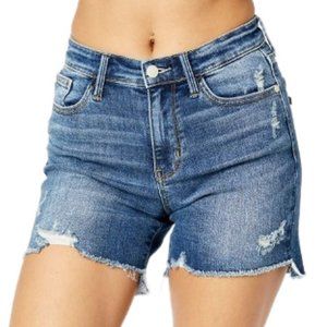 New Judy Blue High Low Cut Hem Destroyed Shorts